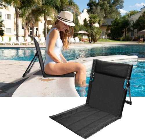 GFYYBKJ Faltbarer Sitz für Poolstühle, tragbare Outdoor-Poolstühle für den Rand des Pools, Strandstuhl, Schwimmbad-Zubehör, Poolsitze für Rand, Strand, Camping, Picknick, Rasenzubehör, Schwarz