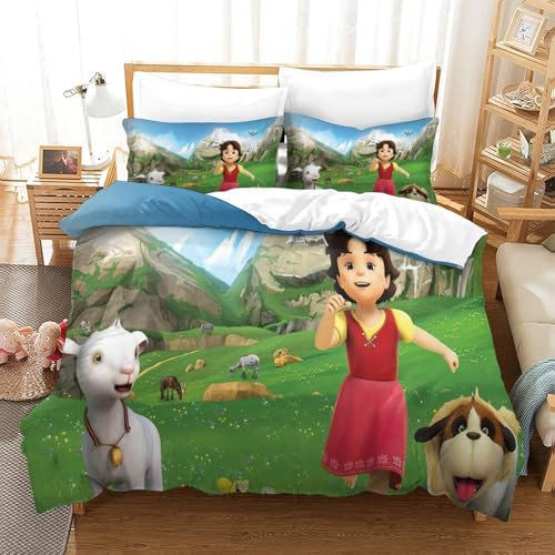 Rochile Heidi Bettbezug Bettwäsche-Sets Kinderbettwäsche-Set Reißverschluss Mit Kissenbezug Betten Set Für Jungen Und Mädchen, Kinder Single（140x200cm）