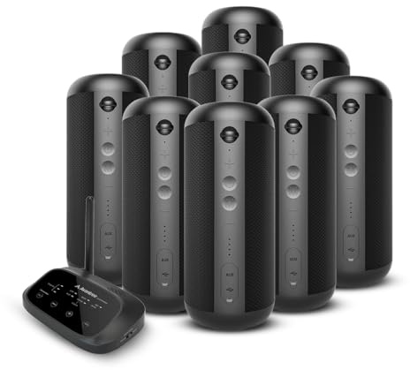 Avantree Harmony 2 - Wireless System for Multiple Rooms & Outdoor Party, 1 Transmitter & 9 Portable Bluetooth Speakers