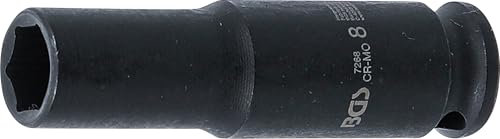 BGS 7268 | Douille à choc, six pans, longue | 6,3 mm (1/4) | 8 mm
