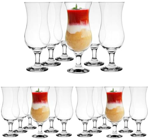 Glasmark Krosno Gläser Cocktailgläser Set Longdrink Cocktail Gin Bier Wasser Longdrinkgläser Trinkglas Wasserglas Glas Smoothie Dessert Spülmaschinenfest Transparent 6 x 420ml (Packung mit 3)
