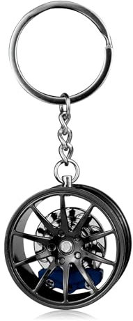AfitLulu Porte Clef Créatif Roue KeychainTrafic Lumière Chainette Porte Clé pour Femmes et Hommes, Portable Anneau Porte Clé Personnalisé Pendentif During pour Voiture Clés Sac à Dos (Bleue)