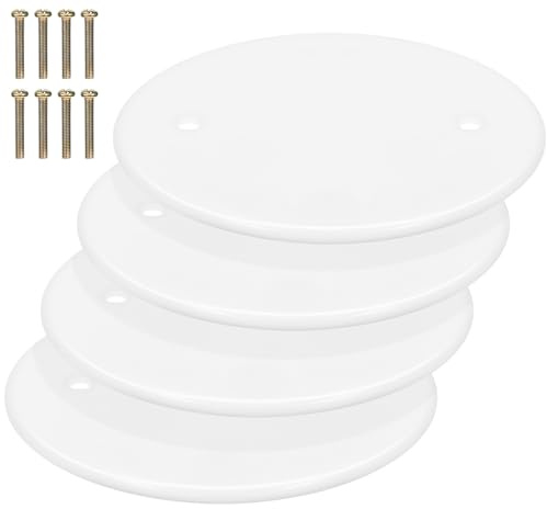 Pp Runde Deckenabdeckplatte, Weiß, 4 Stück für Boxen | Flache Ausführung, Schlichtes Rundes Design, für Büro und Zuhause, Saubere Integration an Deckenöffnungen