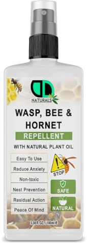 100% Natural Wasp, Bee & Hornet Repellent Spray – Plant-Based Insect Deterrent – Non-Toxic, Safe, Easy to Use, Nest Prevention, Residual Action for Outdoor & Indoor Use (100ml Spray)