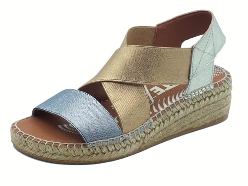 Viguera 2189 Corcega Sandali per Donna in Tessuto Elasticizzato con Zeppa Cassa in Corda (Taglia 38)