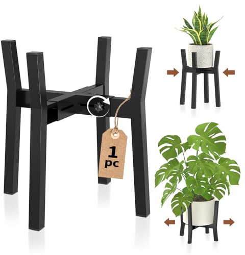VASZOLA Pflanzenständer Blumenständer Metall Indoor Outdoor, Schwarz | Blumenhocker und Stabiler Pflanzenhocker, Plant Stand robust für Innen & Außenbereich, passend für 20–30 cm Blumentöpfe