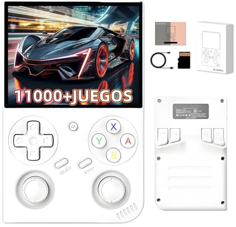 RG35XX Pro Consola Portátil Retro de 64+128GB con 11000+ Juegos Retro Integrados 17 Emuladores, Sistema Linux, Pantalla IPS de 3,5 Pulgadas, Compatibilidad con WiFi y Bluetooth, Salida de TV (Blanco)