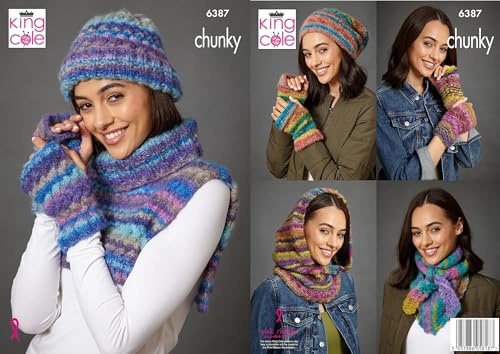 King Cole Chunky Knitting Pattern Pamphlet - 6387 Ladies Assessories (8 Designs)