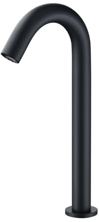 XJTNLB Robinet Infrarouge Lave Main Robinet Col de Cygne Mitigeur Lavabo Salle de Bain Eau Chaude et Froide,Noir,Haut