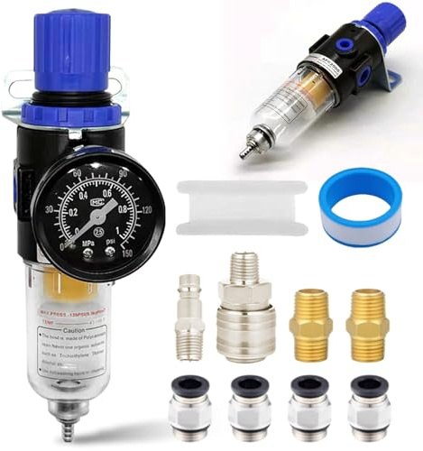 Riduttore di pressione per aria compressa, 1/4, separatore di acqua, separatore dell'acqua ad aria compressa, regolatore di pressione con attacco rapido per filtro compressore