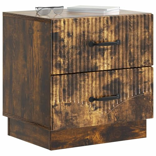 vidaXL Nachttisch Geräucherte Eiche 43 x 34,5 x 44,5 cm Holzwerkstoff, Vintage Nachttisch, rechteckiges Nachtkästchen, praktische Möbel, schicke Aufbewahrungslösungen, Wohnaccessoires