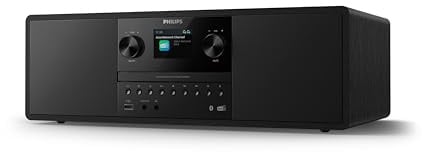 Philips TAM6500/10 Sistema musicale micro 100 Watt, Bluetooth 6.0, Auracast, Radio DAB+/FM, CD/USB/Ingresso audio, Altoparlanti Bass‑Reflex, Display a colori, Telecomando, Plastica riciclata – Nero