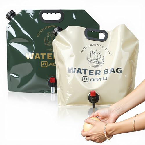 FainFun Tanica Pieghevole con Rubinetto, 2 PCS Tanica Acqua Pieghevole | Pieghevole Contenitore Acqua Trasparente Senza BPA, Sacchetto di Acqua Pieghevole con Becuccio per Viaggi, Picnic, Campeggio