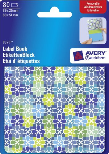 Avery Zweckform 8320 EtikettenBlöcke im Design Booklet, Blue Flowers