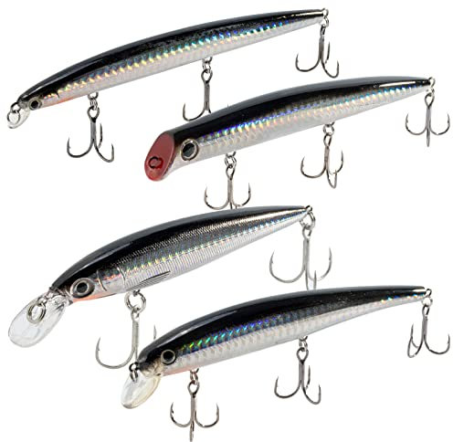 Dr.Fish kunstköder Meer Set raubfisch 4 für Zander, Hecht, Barsch Angeln Minnow Plug Wobbler 13-22g Mustad Höhenhaken 125cm