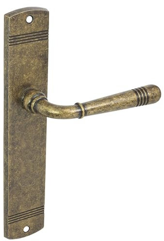 domino Türgriff Blind Drückergarnitur Langschildgarnitur Türklinke für Zimmertür, Bürotür, Kellertür & Innentür L-Form Türbeschläge aus Znal Bronze Antik Türdrückergarnitur LOFT M75