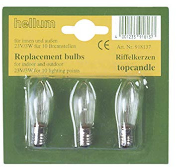 Hellum 918137 Riffelkerze 3 Stück, 23 Volt, 3 Watt, klar, Sockel E10
