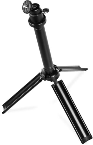 Walimex pro Easy 38 Tischstativ und Kamerastativ, höhenverstellbares Tripod Stativ 4-38 cm für Kameras und Smartphones, Handstativ mit Kugelkopf mit 90° Neigung, Dreibeinstativ inkl. Smartphone-Halter