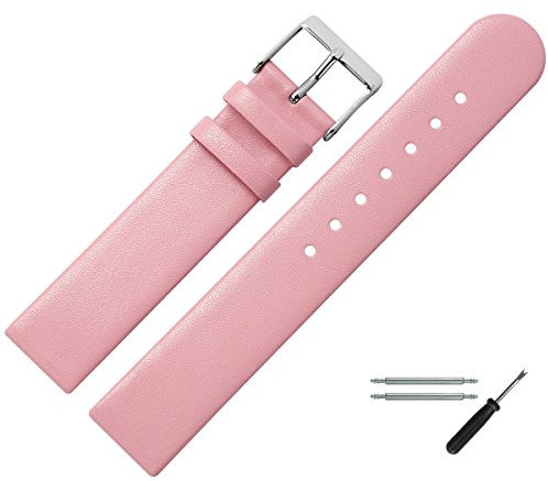 MARBURGER Uhrenarmband 16mm Leder Rose Silber - Montage Set 7611643000120