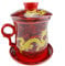 Gelber Drache Muster Chinesische Tee Tasse, Handgemachte Bone China Tee Becher Rot Tee Cup Mit Filter, Deckel Und Untertasse,Für Geschenk Und Haus, Büro 300Ml