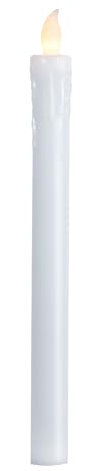 2er-Set LED Stab-Kerze Presse von Star Trading, LED-Kerze, Kerzenlicht warmweiß für Kerzenleuchter, batteriebetriebene Weihnachtsdeko aus Kunststoff in Weiß, Höhe: 25 cm