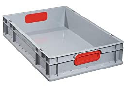 Allit 456740 EuroBox 612 600 x 400 x 120 mm geschlossene Griffe in grau/rot