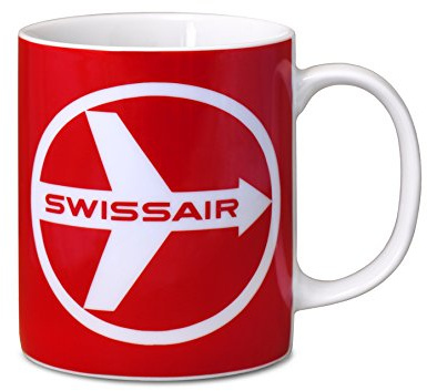 Logoshirt® Swissair Fly There Porzellan Tasse, 300 ml | Spülmaschinenfest, Mikrowellengeeignet, Farbige Geschenkverpackung, Offiziell lizenziertes Design