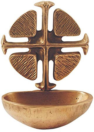 Motivationsgeschenke Weihwasserkessel Kreuz Bronze 11 cm Weihwasserbecken für Zuhause
