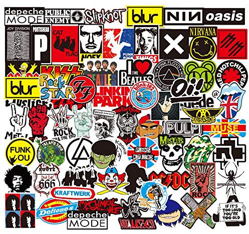 Sanmatic Rock and Roll Aufkleber 100 Stücke, Aufkleber Bombe Pack für Gitarre Trommel Kopfhörer Laptop Musik Aufkleber (Rock and Roll Aufkleber)