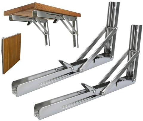 FreeTec Staffa Pieghevole 300mm, 2 pezzi Staffe Pieghevoli per Carichi Pesanti in Acciaio Inossidabile, Staffe per Mensola Pieghevoli, Carico Massimo: 150 kg
