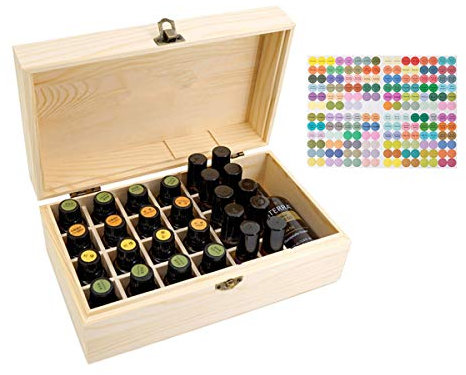 Beunyow 36-Löcher Tragbare Holz Aromatherapie Geschenk-Box - Ätherische Öle Flaschen Aufbewahrung Koffer - Geeignet für Nagellack, Duftöle, Ätherisches Öl, Stain und Lippenstift