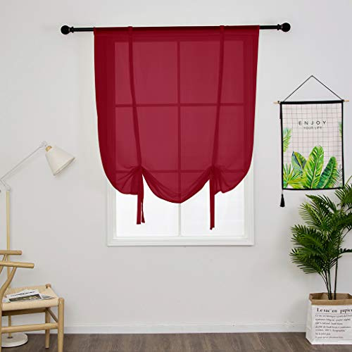 SIMPVALE Vorhänge, Weinrot 140x140cm (BxH) Raffrollo Vorhang, 1 Stück | Lichtdurchlässige Gardine, Filtert Natürliches Licht und Schafft Ein Helles und Stimmungsvolles Wohnzimmer oder Schlafzimmer