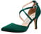 Duosheng & Elegant Women's HC1901 Pointed Toe High Heel Court Cross Strap Satin Wedding Party Bridal Shoes, Dark Green, 5 UK