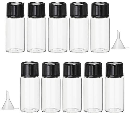 Hyber&Cara Lot de 10 Flacon transparent 10 ml fiole en verre mini bouteilles d'échantillons avec 2 mini entonnoir