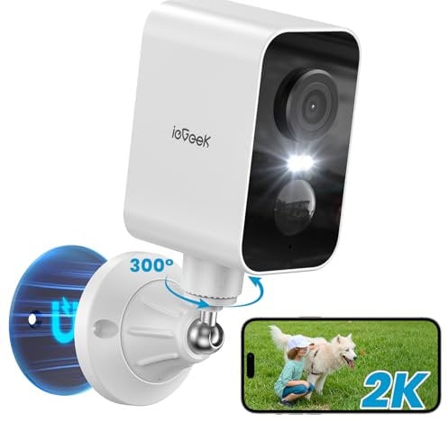 ieGeek 300° Pan Überwachungskamera Aussen mit Magnetische Montage, 3MP Kabellose Überwachungskamera Aussen&Innen, Bewegungserkennung, Farbige Nachtsicht, 2-Wege Audio