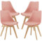 [en.casa] Set 4 Sedie con Gambe in Legno di Faggio e Scocca Rivestita in Similpelle Seduta Imbottita Design Ergonomico per Sala Pranzo Cucina Ufficio - Rosa