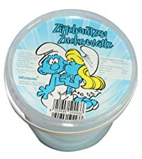 Zuckerwatte | Blaue Zipfelmützen Zuckerwatte im Eimer | Heidelbeergeschmack