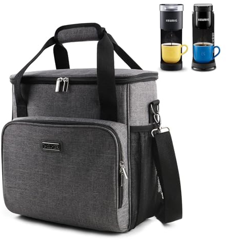 BAGLHER Coffee Maker Storage Bag,Waterproof Travel Carrying Organizer Case,Suitable for Kering Coffee Machines and Other Accessories,Dustproof Tote Bag with Shoulder Strap Grey