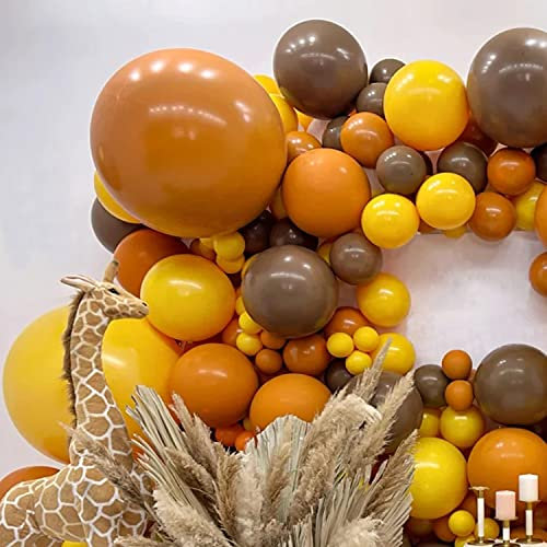 TITSHOP 115 Stück Luftballon Set Orange Gelb Braun Latex Luftballons Helium Ballons Ballonbogen Girlande Kit für Geburtstag Hochzeit Baby-Dusche Graduierung Vorschlag Weihnachten Dekoration Party Deko