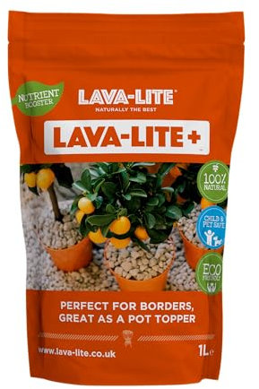 Lava-Lite Plus|Plant Pot Toppers Stones|Natural Multi-Purpose Stone for Gardens Borders|Retains Moisture|Enhance Your Outdoor Space|Eco-Friendly (1 litres)