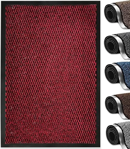 Heavy Duty Dirt Trapper Barrier Mat, Non-Slip PVC, Red, 120x180cm