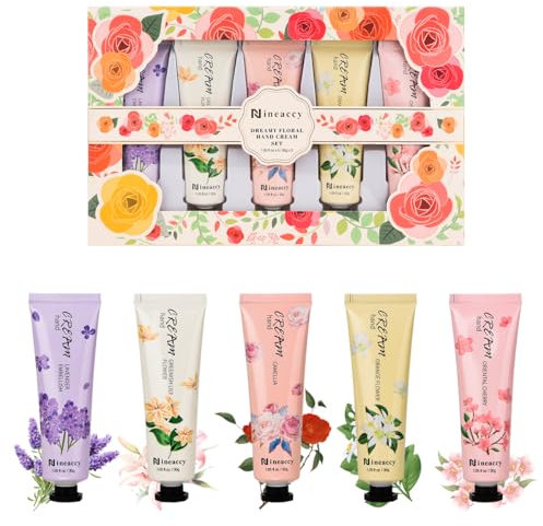 Nineaccy Floral assorted Hand Cream Set, 5 x 30ml,Pack of 5,Friendly to all skin,Gifts for Women, Mother's Day Gifts