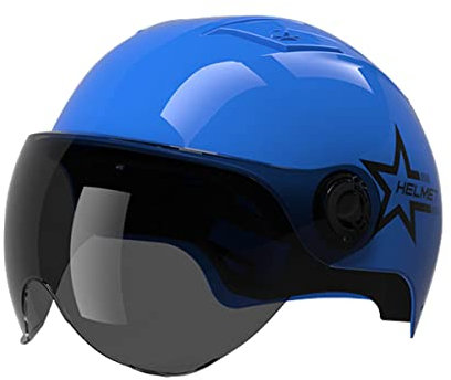 ACMEDE Jethelme Rollerhelm Sturzhelm Chopper Helm mit Visier Sonnenblende für Damen Herren Kinder Jethelm Roller Helm Kids Scooter Helm Schwarz, 54-62CM