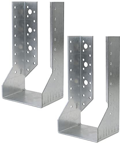 AERZETIX - C58665 - Lot de 2 Sabots de charpente à ailes intérieures 100x200x75x2 mm - sabot de solive à 52 trous - en acier zingué Z275