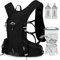 IX INOXTO Trinkrucksack, leichter Wasserrucksack mit 2 l Trinkblase, Tagesrucksack für Männer und Frauen, Laufweste für Trailrunning, Wandern, Radfahren, Rennen, Klettern (komplett schwarz)