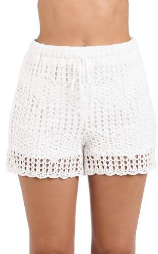 La Blanca Women's Beach Short Swimsuit Swim Trunks, Ivory//Waverly Covers, X-Large