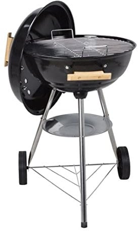 Stalwart DA-YH22018C Black Enamel Kettle BBQ Charcoal Grill with Wooden Handles 85cm