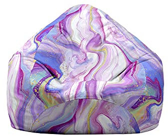 Highdi Kids Bean Bag Chair, Gaming Beanbag Chair Cover Romantic Marble for Indoor Outdoor Bedroom Adult Without Filling Highback Lazy Sofa Soft Toy Storage Bean Bag Seat (100x120cm,Rainbow)