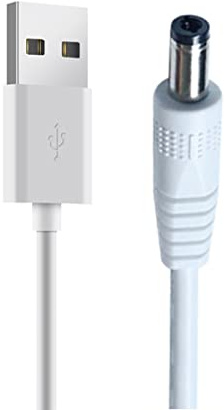 YSJJZRL Cordon d'alimentation USB vers DC Blanc, USB mâle vers DC 5.5 * 2.5/5.5 * 2.1/4.0 * 1.7/3.5 * 1.35/2.5 * 0.7mm Câble de Prise d'alimentation 5V (2M,5.5 * 2.1mm)