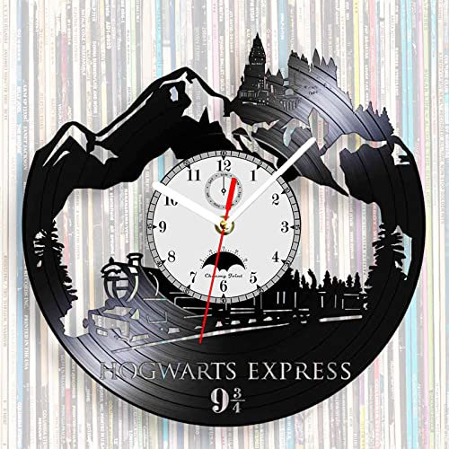 Viiluuxr Wanduhr Modern Vinyl Schallplatte Wanduhren Hogwarts Express Uhr Wand Ohne Tickgeräusche Wanduhr Kinder Lautlos Deko Wohnzimmer Küchenuhr Badezimmeruhr Schlafzimmer 12 Zoll Quarzuhr.